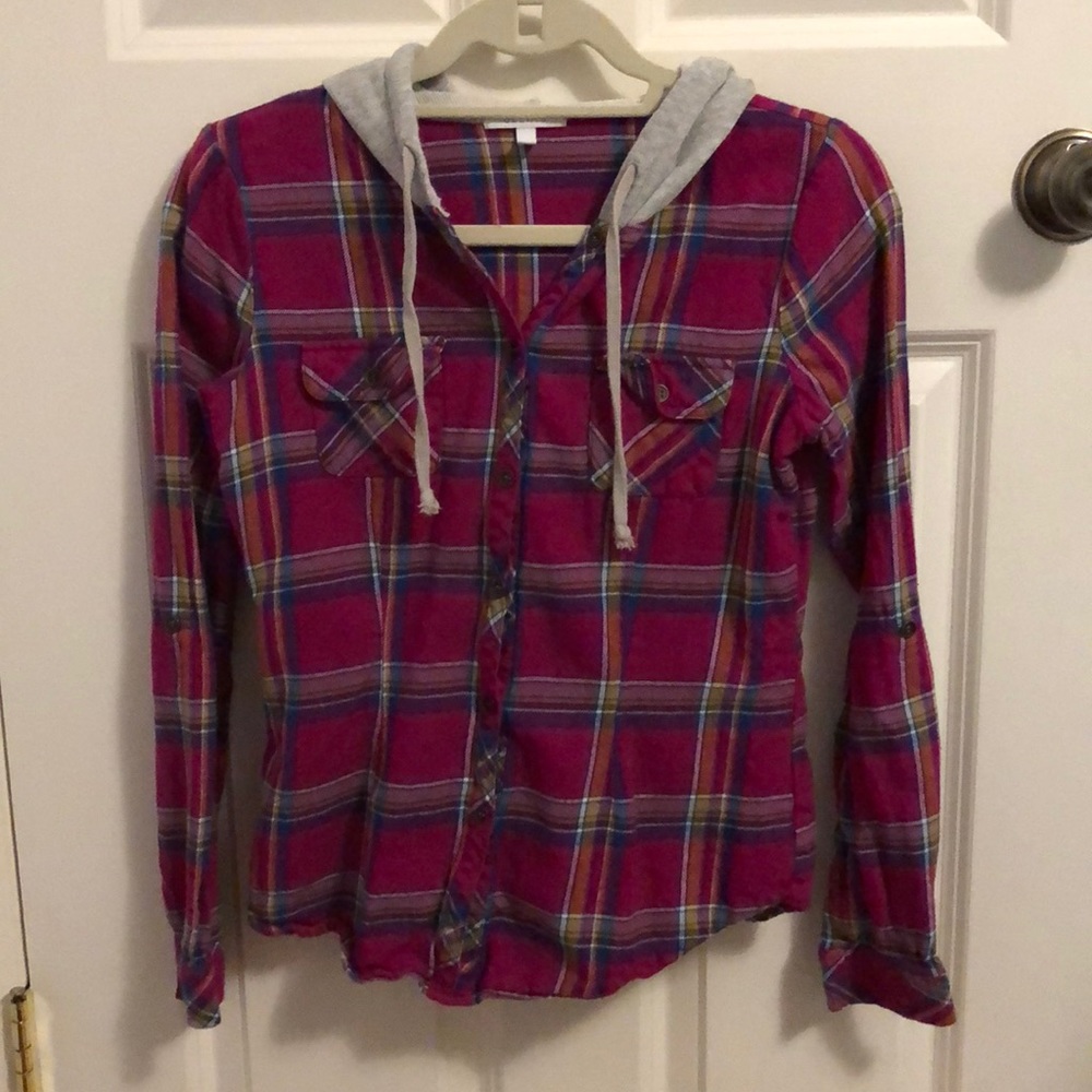 Plaid flannel with a hood